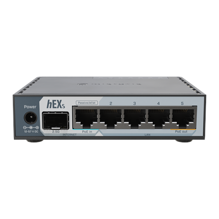 Maršrutizatorius MikroTik hEX S (2025)  10/100/1000 Mbit/s  Ethernet LAN (RJ-45) ports 5  Mesh Su