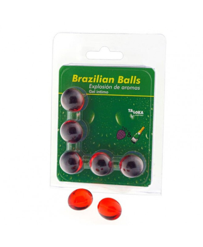 TALOKA 5 BRAZILIAN BALLS STRAWBERRIES & CHAMPAGNE INTIMATE GEL