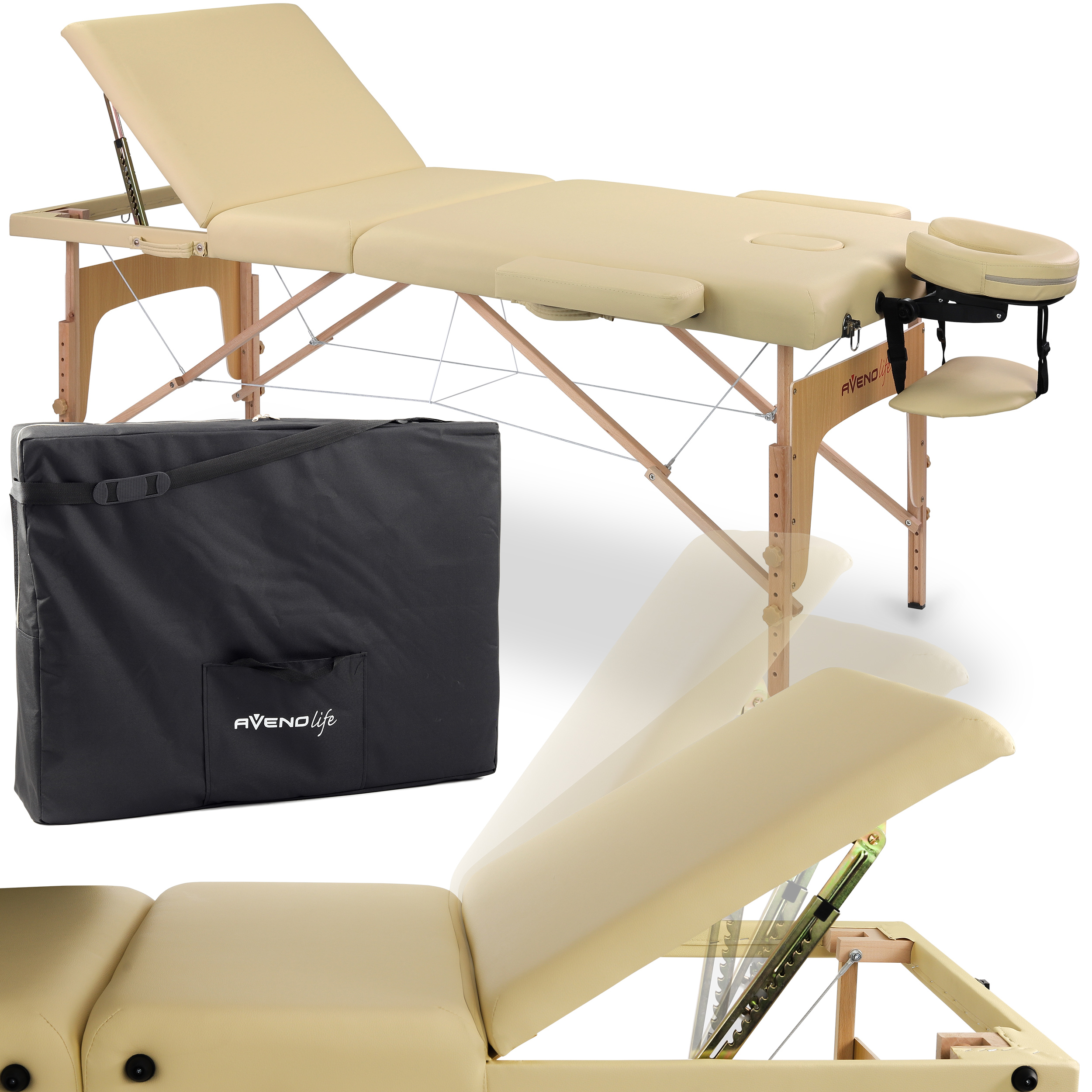 Sulankstomas masažo stalas AvenoLife Bianca 3 Beige (Economy Line)