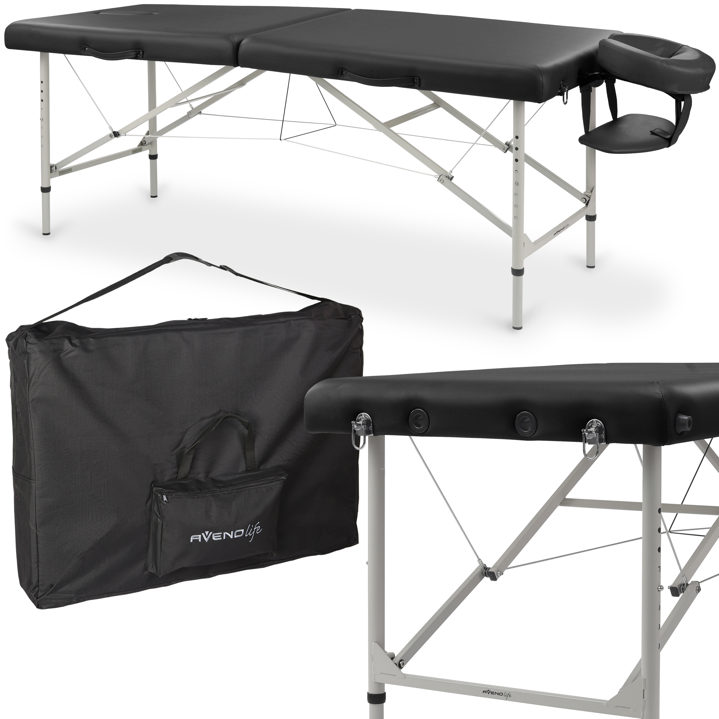 Sulankstomas masažo stalas AvenoLife Verona 2 Black (Standard Line)
