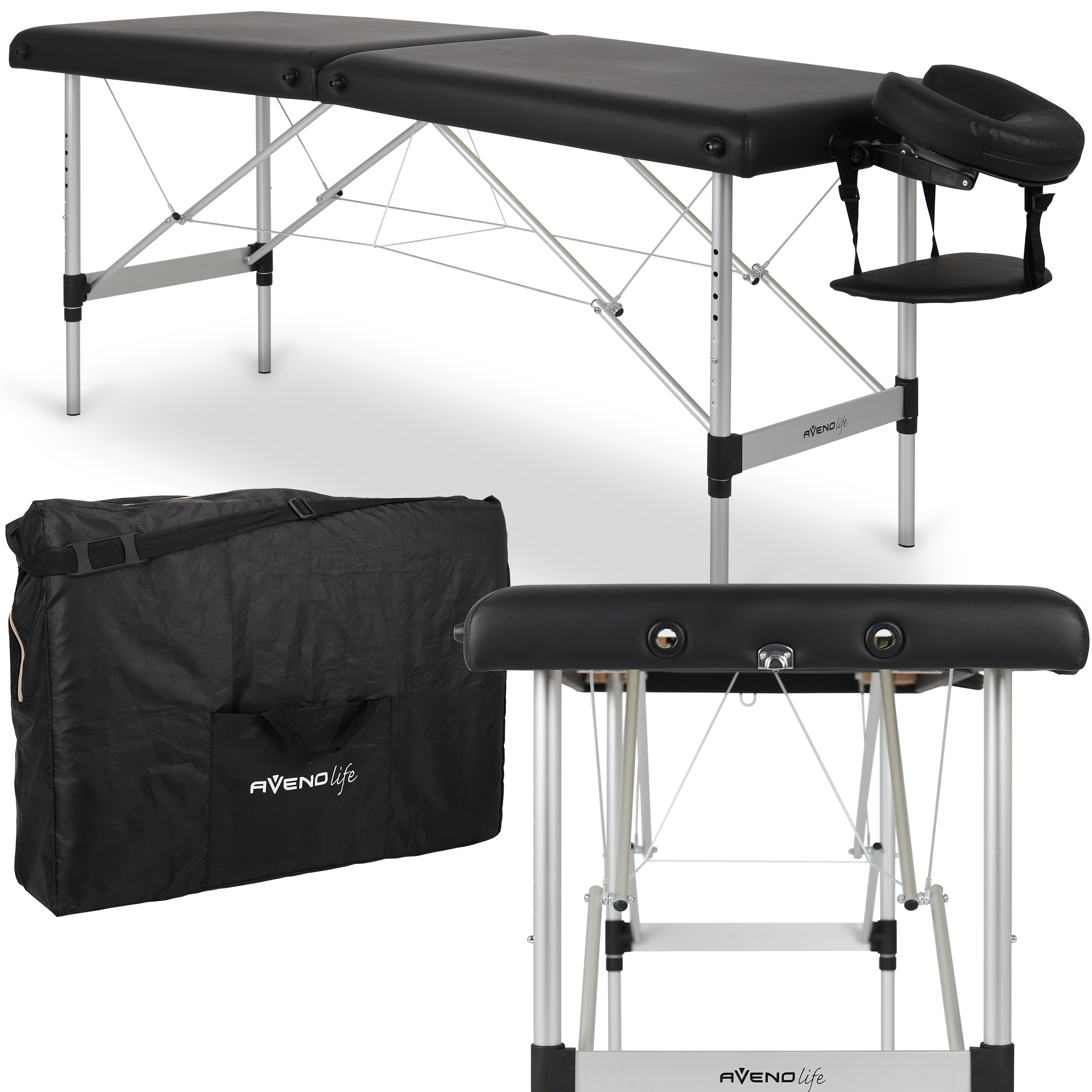 Sulankstomas masažo stalas AvenoLife Nina 2 Black (Economy Line)