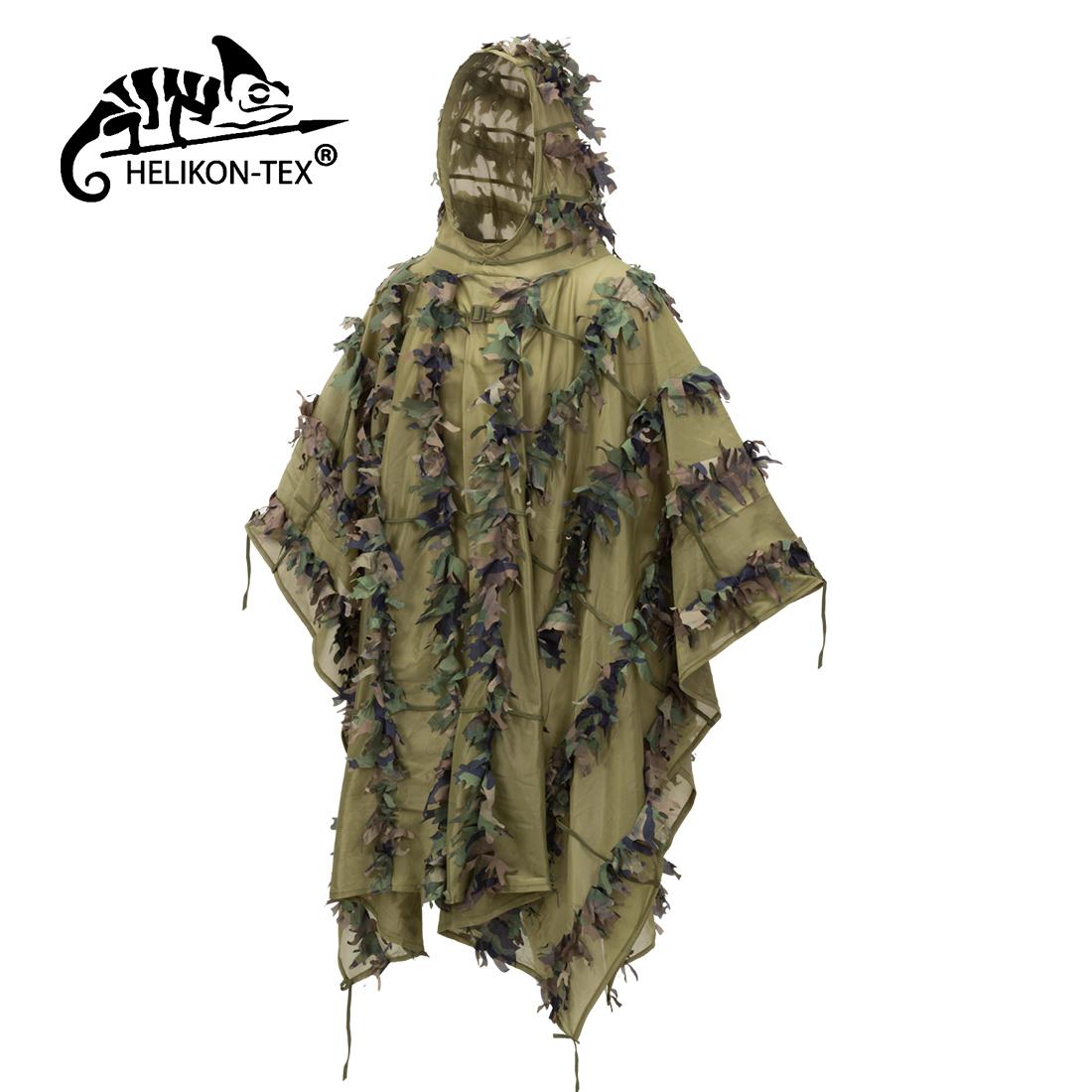 Maskuojantis apsiaustas Helikon Leaf Ghillie Poncho Woodland .