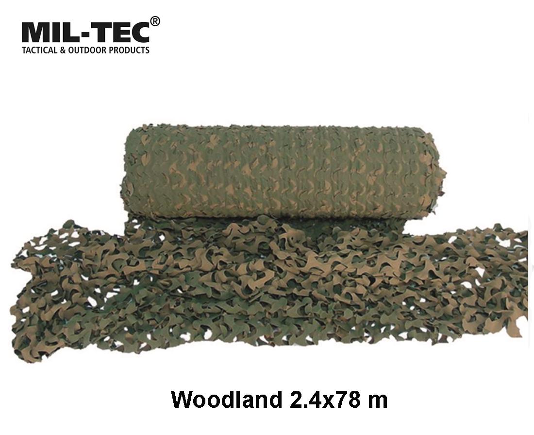 Mil-Tec Maskuojantis tinklas, "Woodland" bazinis 2,4x78m .