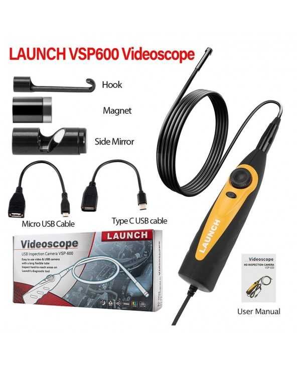 LAUNCH VSP600 Videoscope Kamera Endoskopas Automobilio apžiūros Veidrodis Lankstus IP67 Neperšlampamas 6LED Reguliuojamas X431 V