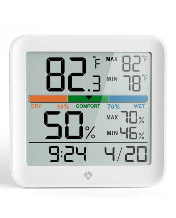 Naujas „Miiiw“ temperatūros ir drėgmės laikrodis namuose, patalpose, didelio tikslumo kambario C/F temperatūros monitoringas