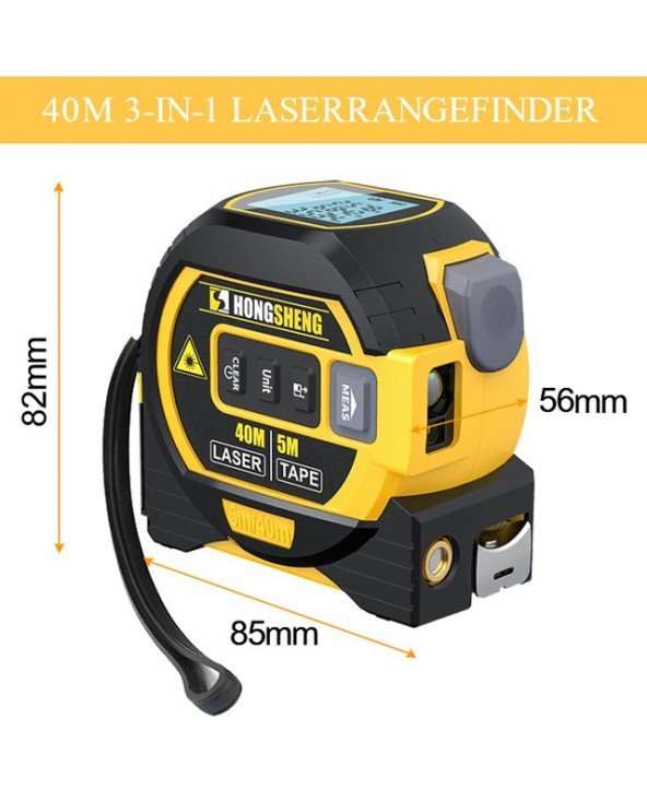 3 in 1 lazerinės juostos lazerinis atstumo matuoklis matavimo skaitmeninis lazerinis tolimatis LCD ekranas elektroninis