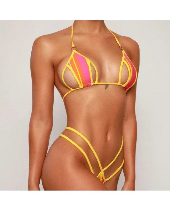 Mini apynasris Šnairavimas Bikinis maudymosi kostiumėlis moterims Vasaros Neon Patchwork Push Up Bikini rinkinys maudymosi kosti