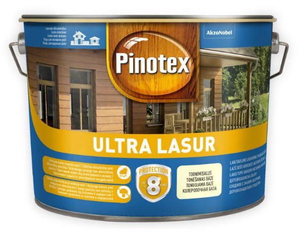 Medienos impregnantas PINOTEX ULTRA LASUR EU, pilkos spalvos, 10 l