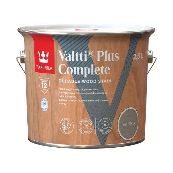 Medienos dažyvė TIKKURILA VALTTI PLUS COMPLETE, šilko matiniai, pilkos sp., 2,5 l