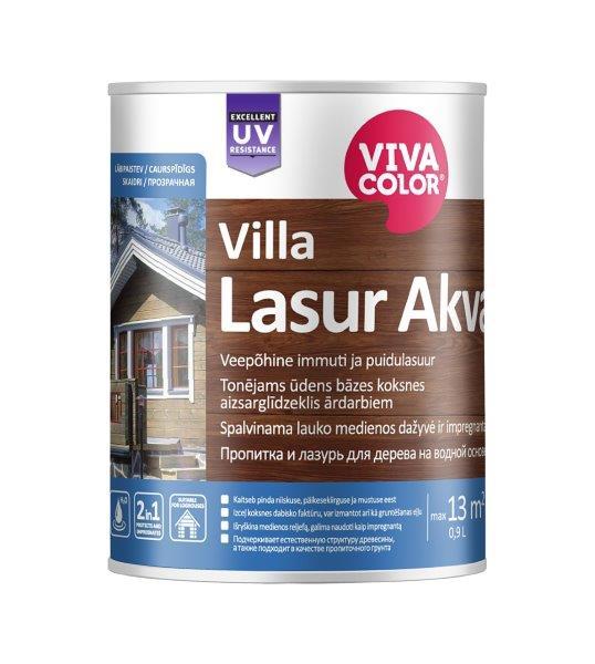 Greitai džiūstanti medienos dažyvė VIVACOLOR VILLA LASUR AKVA, EP bazė, 0,9 l