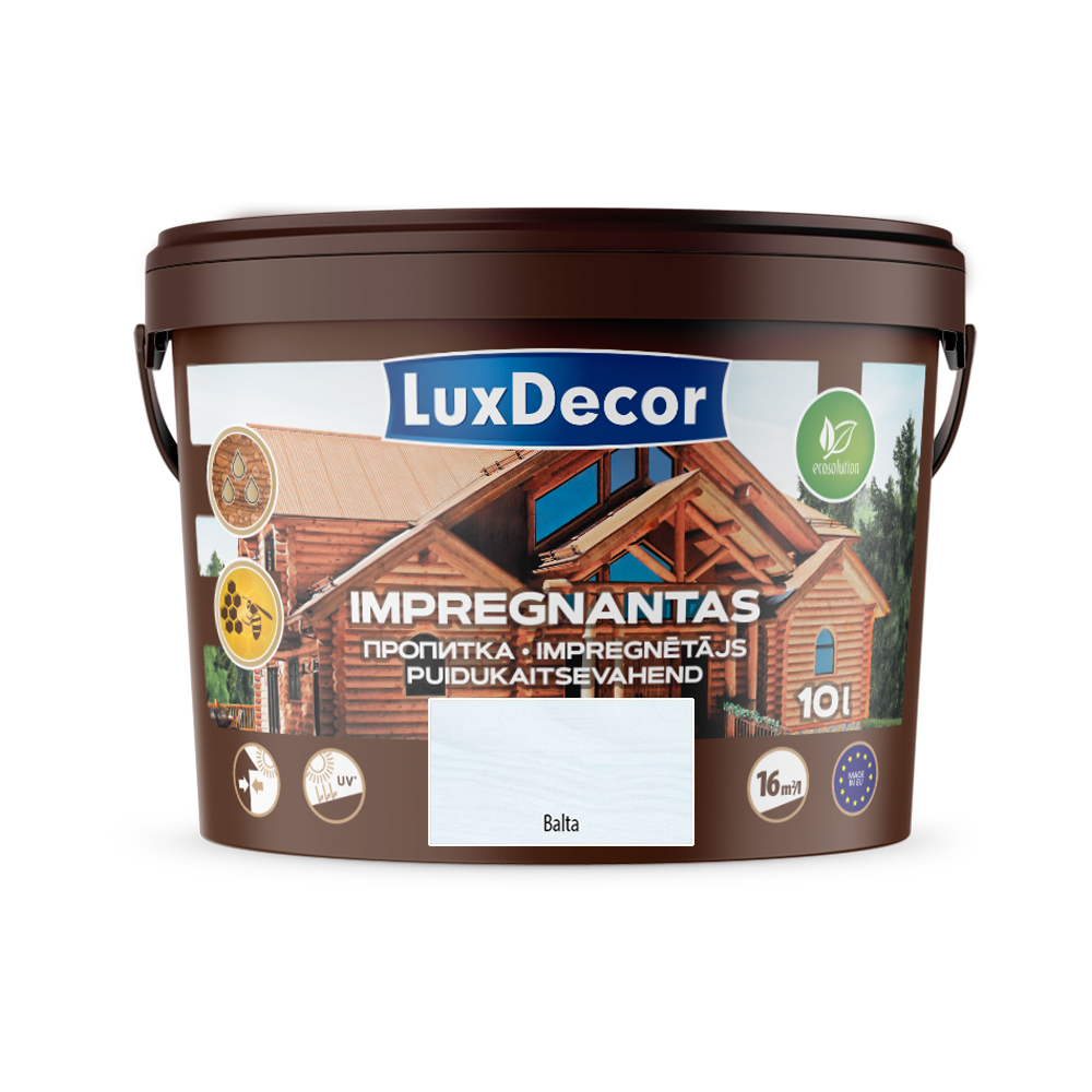 Medienos impregnantas LUXDECOR, baltos sp., 10 l