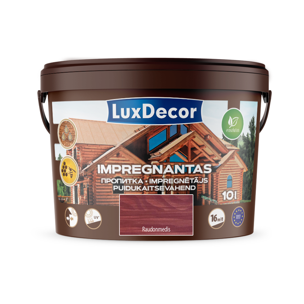 Medienos impregnantas LUXDECOR, raudonmedžio sp., 10 l