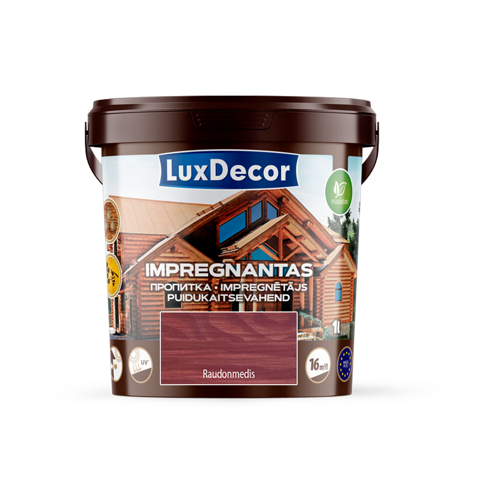 Medienos impregnantas LUXDECOR, raudonmedžio sp., 1 l