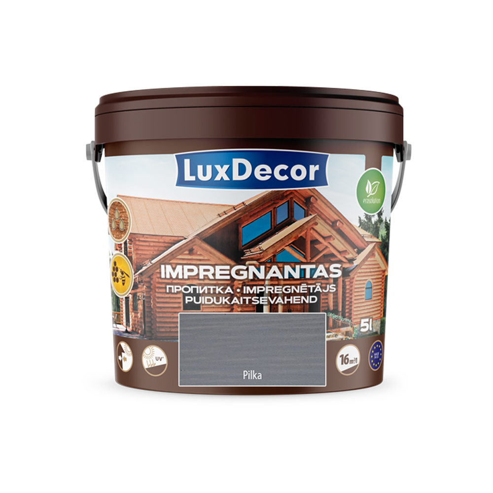 Medienos impregnantas LUXDECOR, šviesiai pilkos sp., 5 l