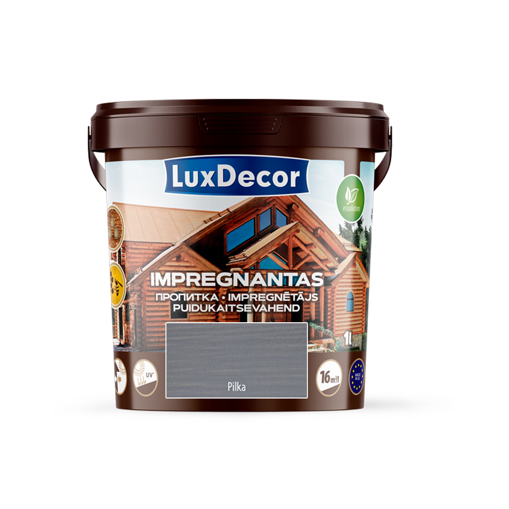 Medienos impregnantas LUXDECOR, šviesiai pilkos sp., 1 l