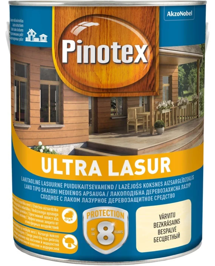 Medienos impregnantas PINOTEX ULTRA LASUR EU, pilkos spalvos, 3 l