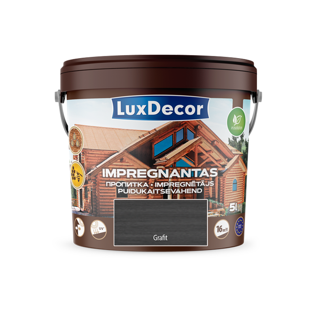 Medienos impregnantas LUXDECOR, grafito sp., 5 l