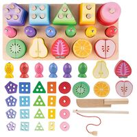 Lavinamoji Montessori medinė dėlionė su pjaustomais vaisiais
