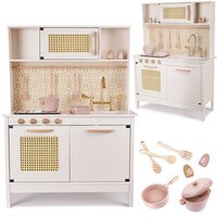 Vaikiška retro MDF medinė virtuvė su BOHO aksesuarais, baltos spalvos