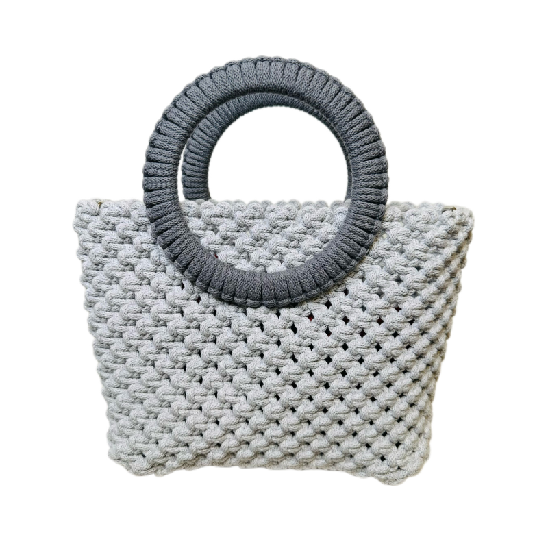 Macrame rankinė - Maia - šviesiai pilkos spalvos