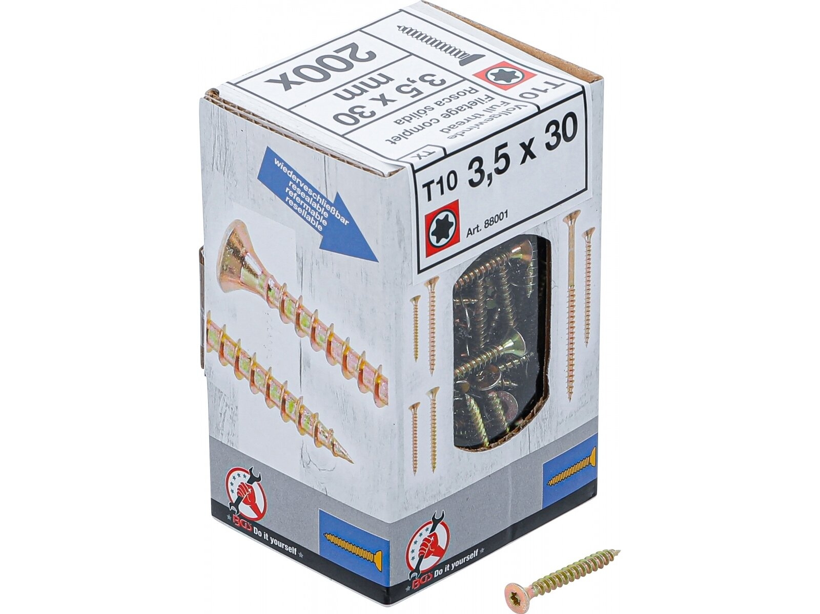 Medienos ir plastiko varžtai | T-Star T10 | 3,5 x 30 mm | 200 vnt. (88001)