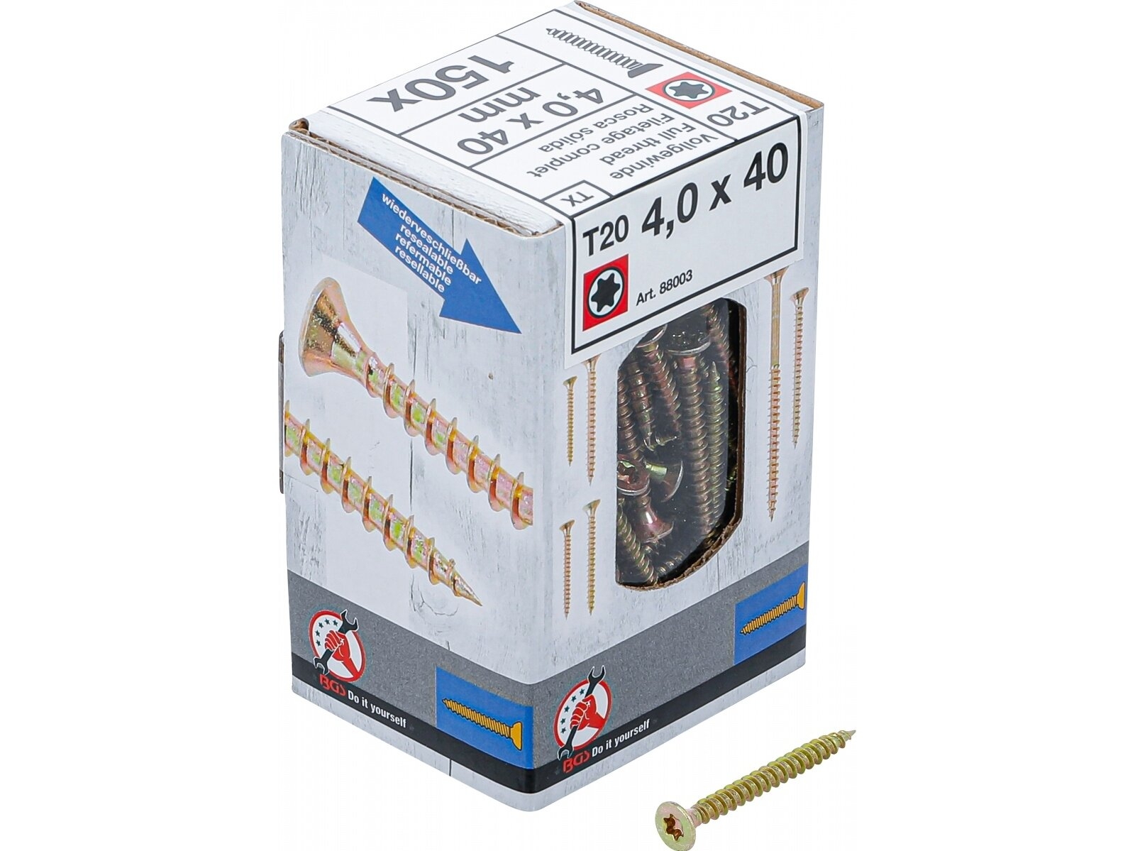 Medienos varžtai galvanizuoti | T-Star T20 | 4.0 x 40 mm | 150 vnt. (88003)