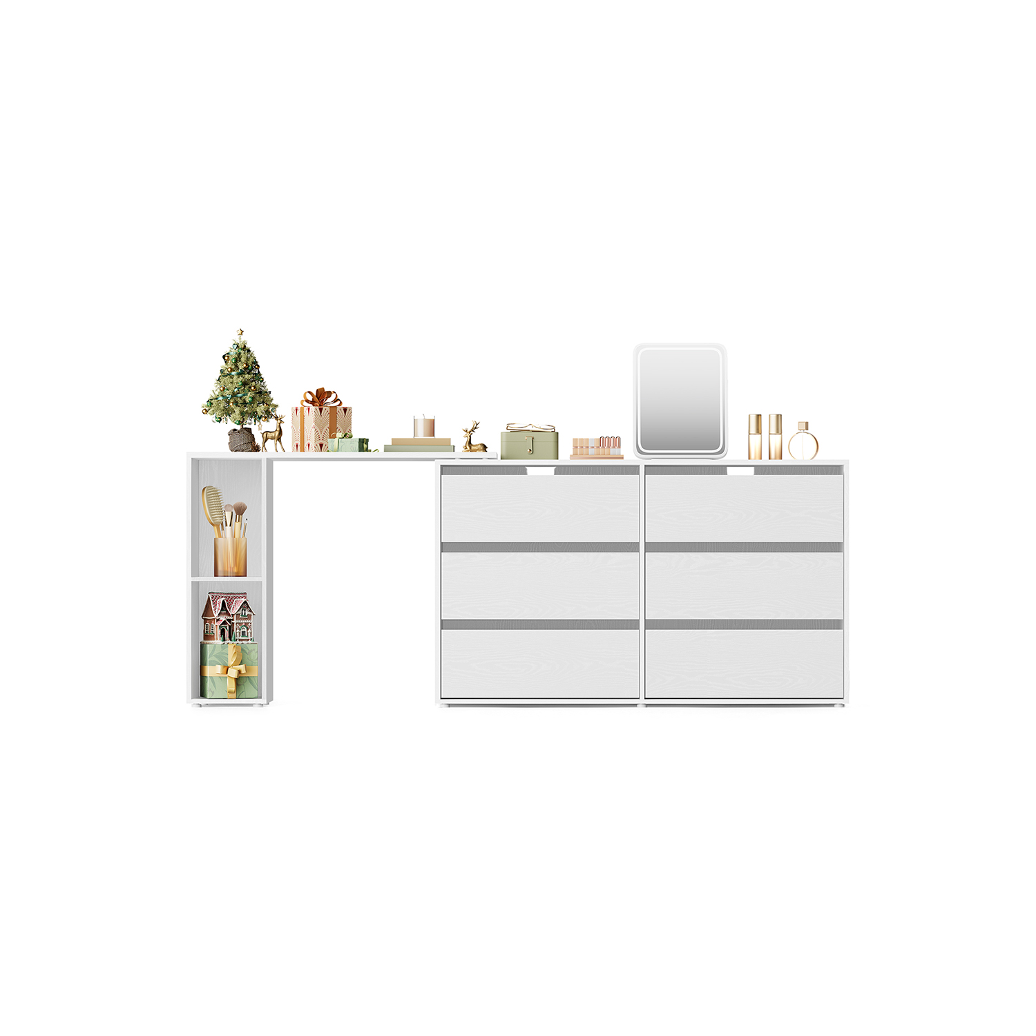 Universalus kosmetinis staliukas | Komoda | 39 x 120 x 72 cm | Balta