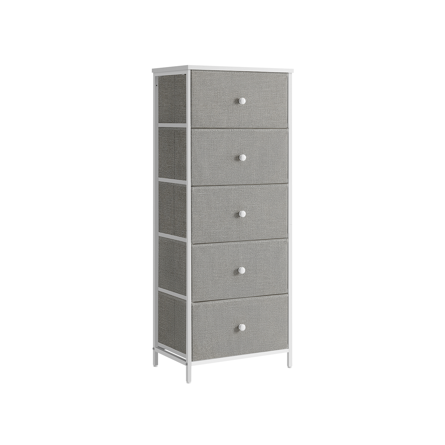 Siaura komoda su 5 medžiaginiais stalčiais | 29,8 x 45 x 112,3 cm | Pilka