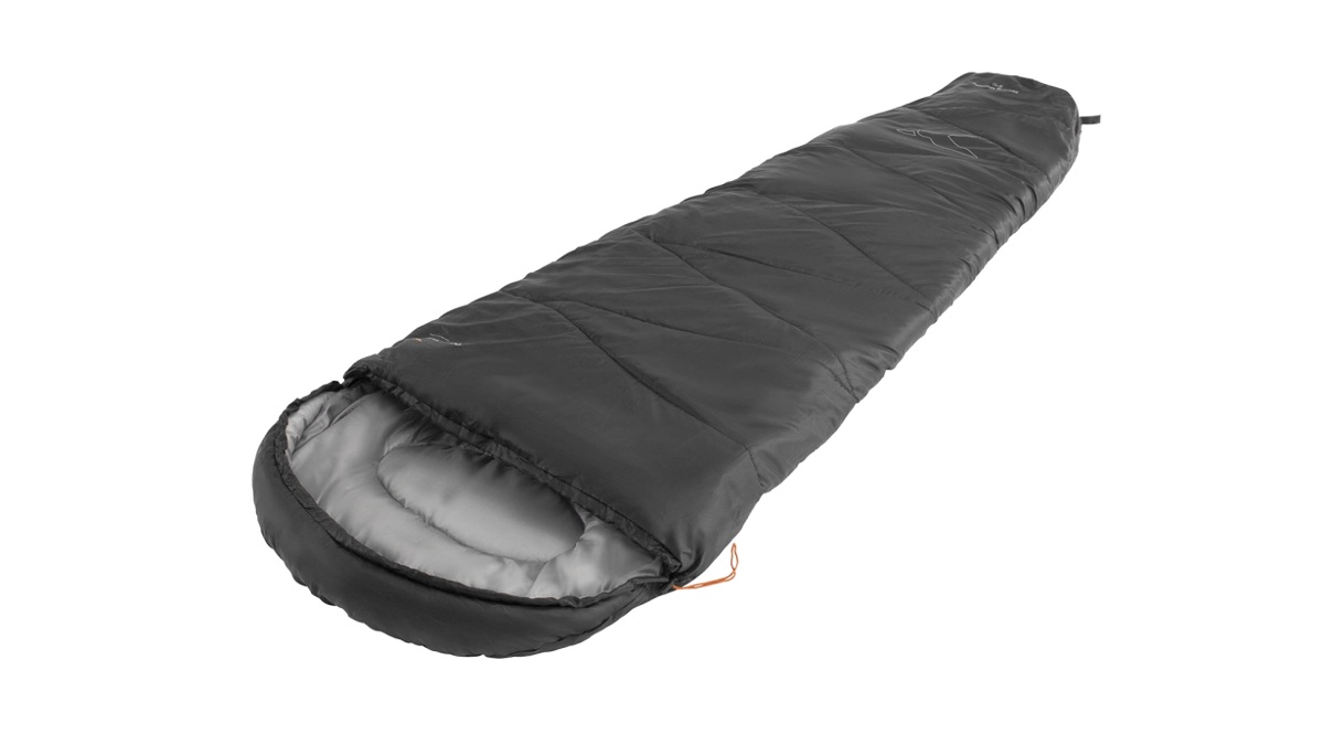 Miegmaišis Easy Camp Starling, 210x75x50 cm, -5 iki 12 °C, dvipusis atviras galas, automatinis užraktas, juodas.