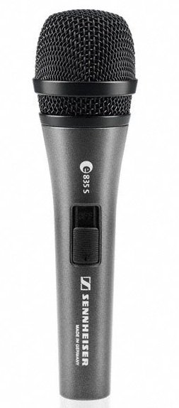 SENNHEISER E 835-S, VOCAL MICROPHONE, DYNAMIC, CARDIOID, I/O SWITCH, 3-PIN XLR-M, ANTHRACITE, INCLUD