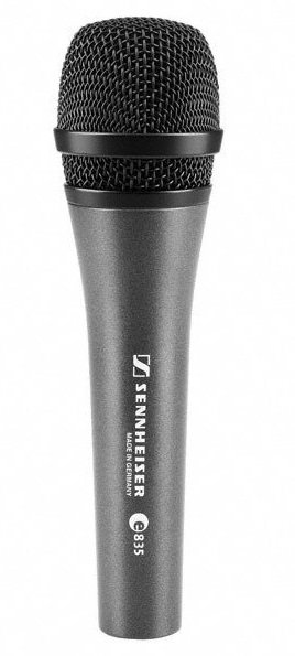 SENNHEISER E 835, VOCAL MICROPHONE, DYNAMIC, CARDIOID, 3-PIN XLR-M, ANTHRACITE, INCLUDES CLIP AND BA