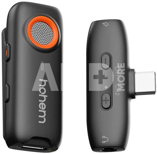 Hohem MIC 01 Wireless Lavalier Microphone, TYPE C (2TX+1RX+Charging Case) Black