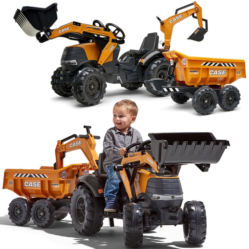 Minamas traktorius Falk Case IH su priekaba ir kaušu