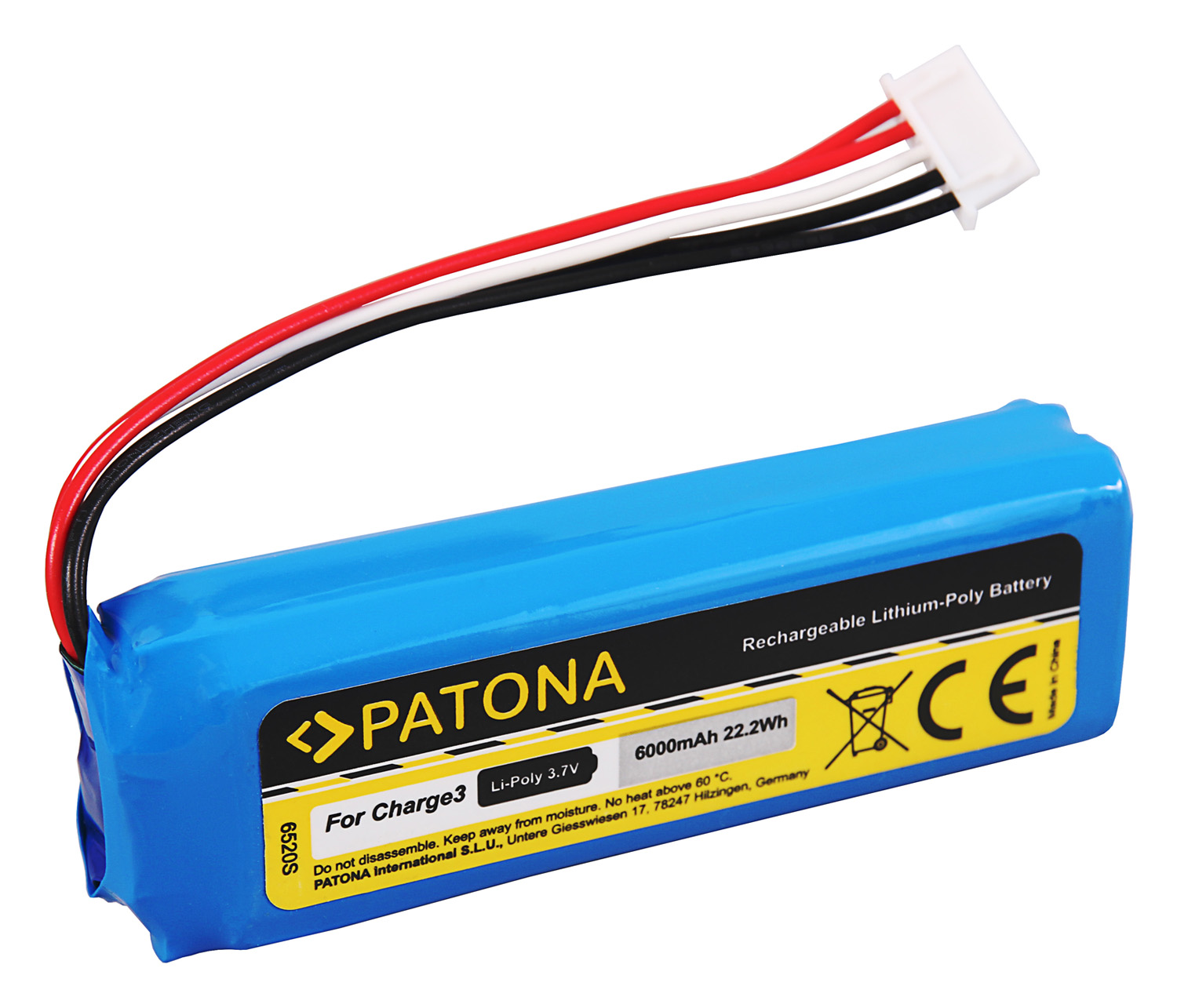 Akumuliatorius LiPo skirtas JBL Charge 3 BL GSP1029102A 3.7V 6000mAh (22.2Wh) PATONA