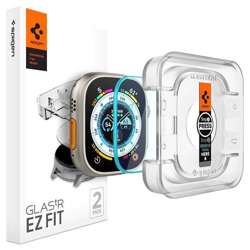 Ekrano apsauga Spigen Glass tR EZ Fit 2 Pack - Apple Watch Ultra 2/Ultra 49mm