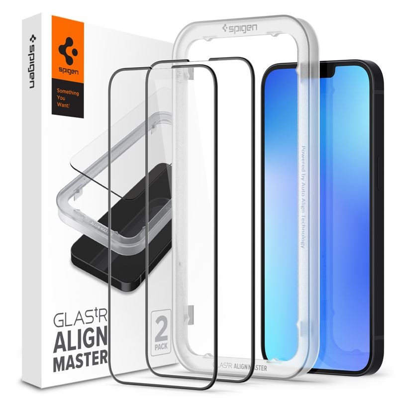 Ekrano apsauga Spigen tR Align Master 2 Pack, FC black - iPhone 14/iPhone 13 Pro/iPhone 13