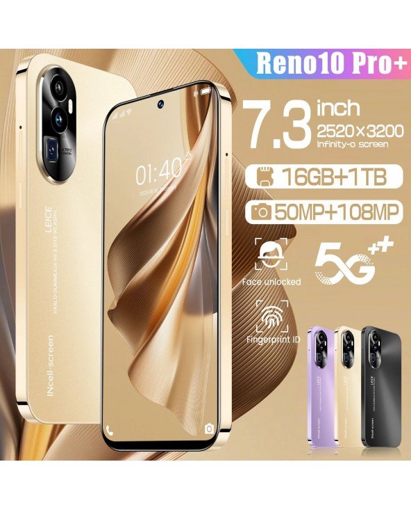 2025 Naujas Reno 10 Pro Smartphone 7.3 colių pilno ekrano 5G mobilusis telefonas 16TB+1TB 7800mAh Mobilieji telefonai 108MP