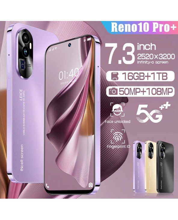 2025 Reno 10 Pro išmanusis telefonas 7.3 colių viso ekrano 5G mobilusis telefonas 16TB+1TB 7800mAh Mobilieji telefonai 108MP