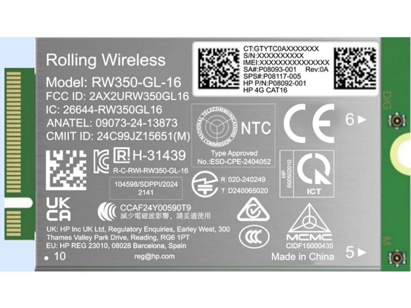 HP 4G LTE Modem m.2 WWAN Cat 16 Mobile Broadband Cellular (compatible with WWAN