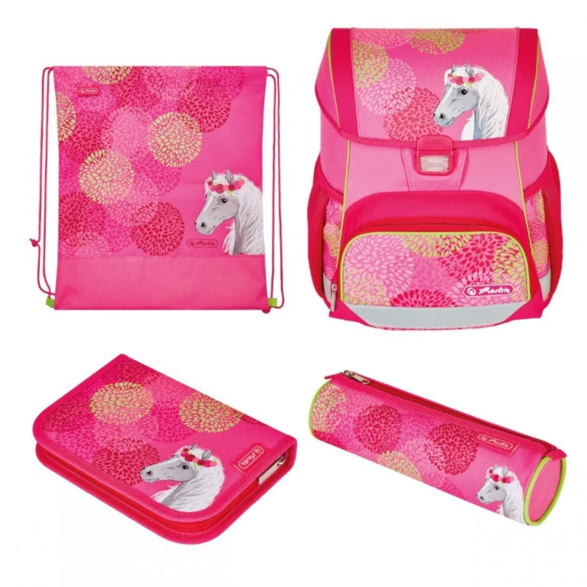 Kuprinė 4in1 Mokyklinis Rinkinys Pirmokui Pradinukui Herlitz Loop Bloomy Horse IP1085