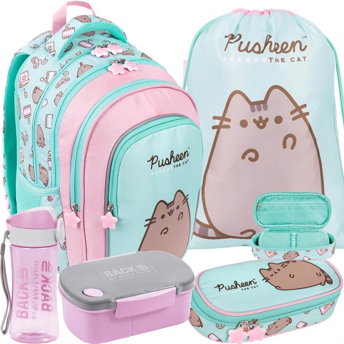 Kuprinė St. Majewski 5in1 Mokyklinis Rinkinys Pusheen Mint 40 cm IP1092