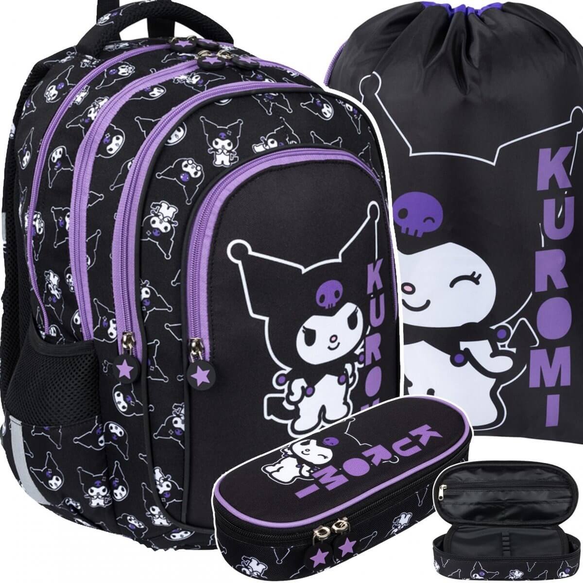 Mokyklinis Rinkinys Kuprinė Su Kuromi Dizainu Ir Priedais Mokyklai 40x28x18 cm