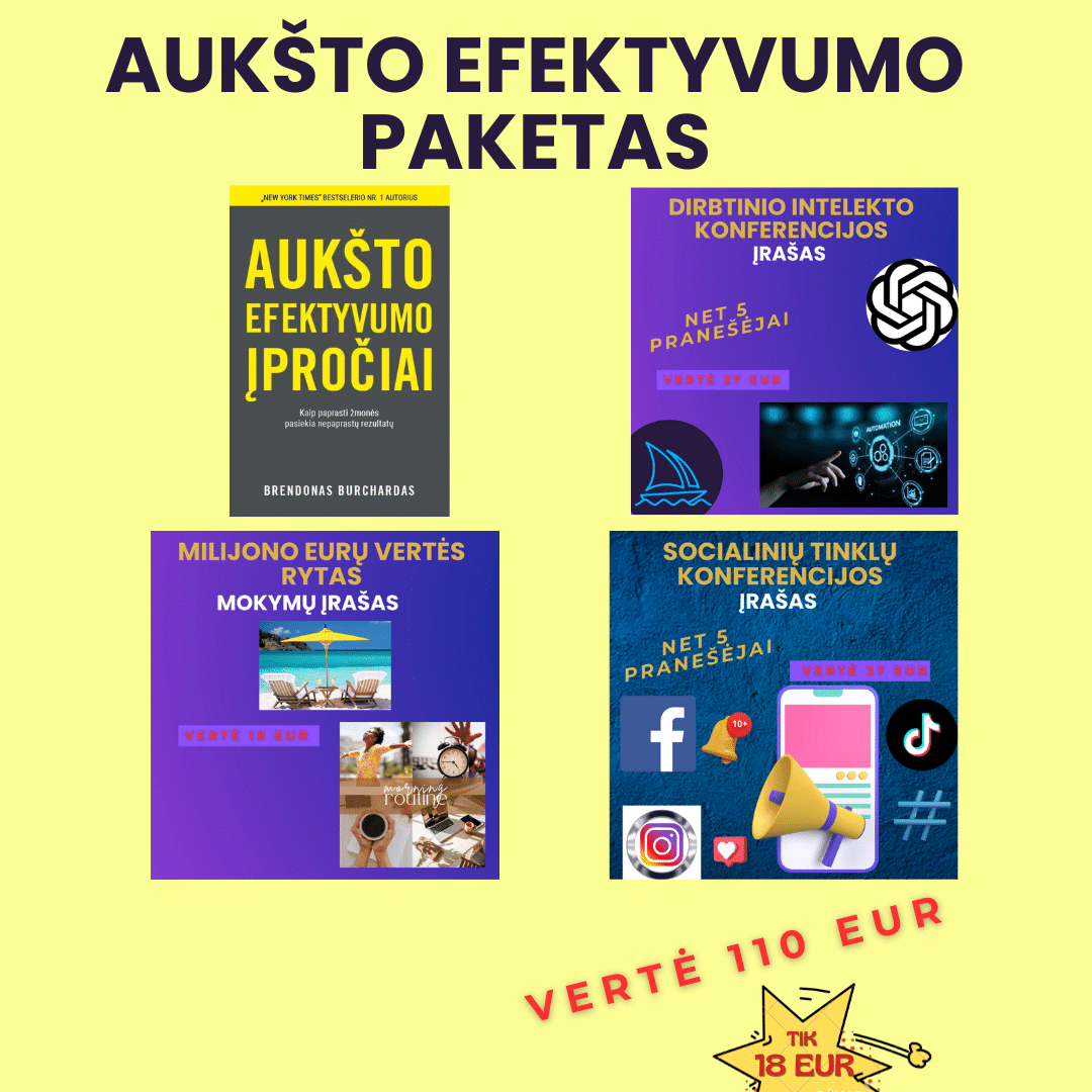 Aukšto Efektyvumo knyga + 4 konferencijų įrašai dovanų