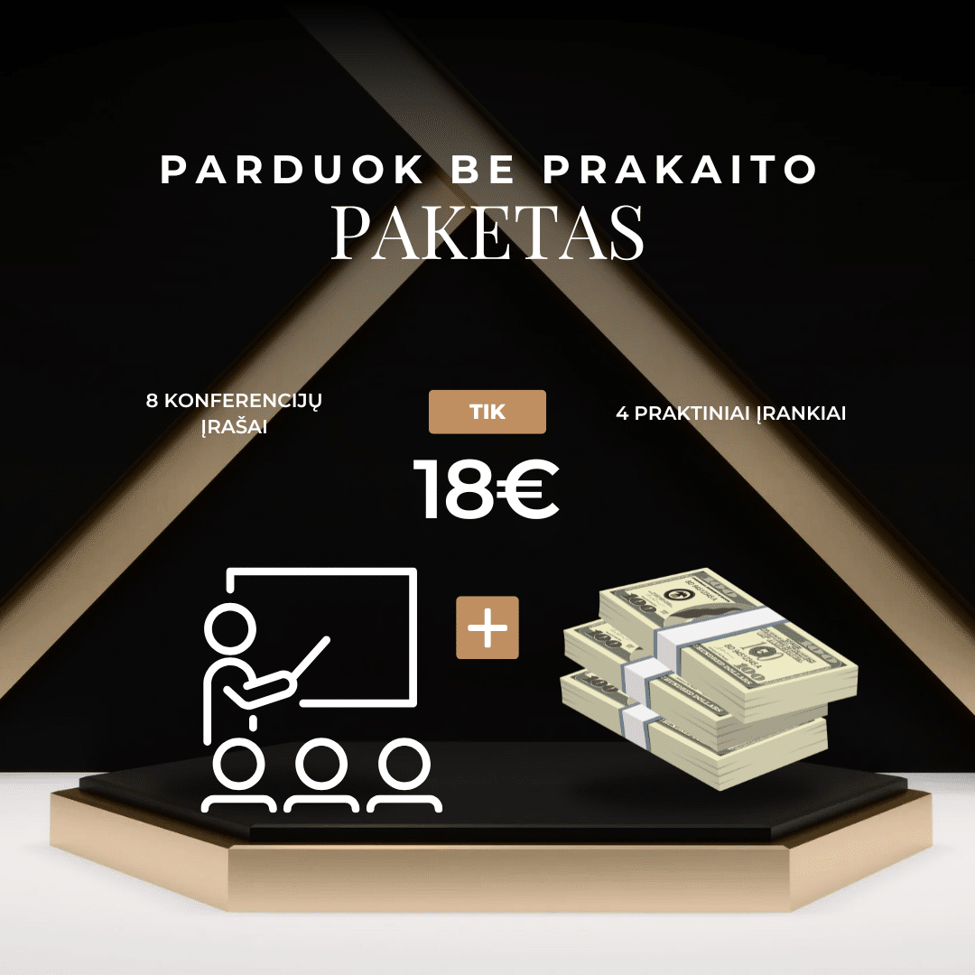 Pardavimų be prakaito paketas - 8 konferencijų įrašai ir 4 praktiniai įrankiai dovanų
