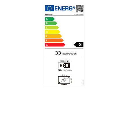 Samsung | Flat Monitor | LS32BG700EUXEN | 32 " | IPS | UHD | 16:9 | 144 Hz | 1 ms | 3840 x 2160 | 300 cd/m² | HDMI ports quantity 2 | Black