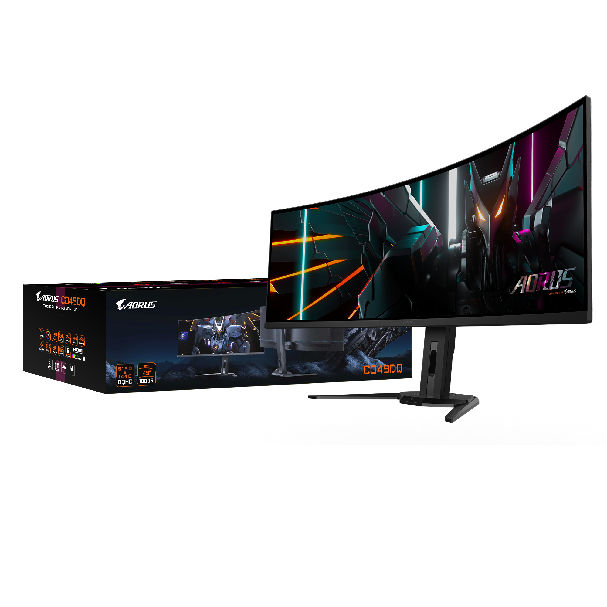 Gigabyte | CO49DQ | 49 " | OLED | DQHD | 32:9 | 144 Hz | 3 ms | 5120 x 1440 pixels | 250 cd/m² | HDMI ports quantity 	 2 x HDMI 2.1 | Black | Warranty 36 month(s)