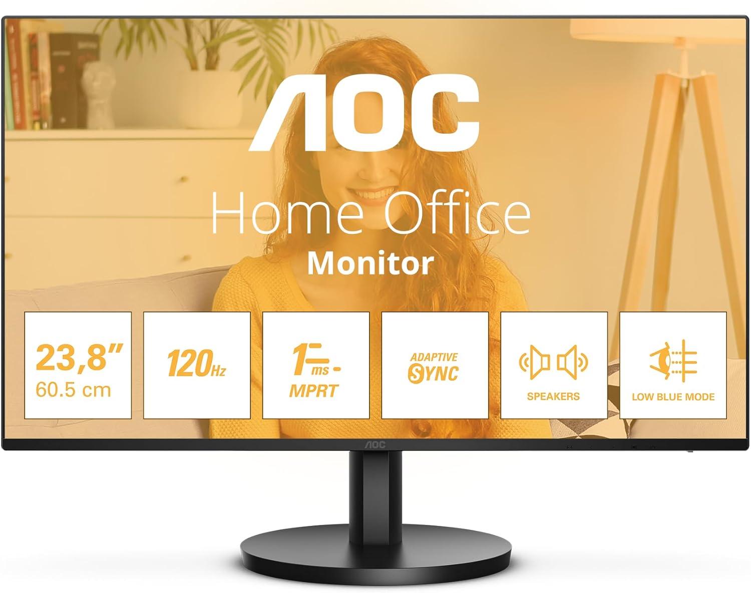 AOC 24B3QA2 | 24 " | IPS | FHD | 16:9 | 120 Hz | 1 ms | 1920 x 1080 pixels | 300 cd/m² | HDMI ports quantity 1 | Black