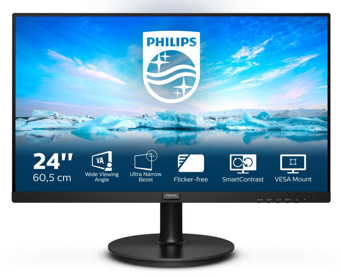 Monitorius Philips LCD monitor 241V8L/00 23.8 ", FHD, 1920 x 1080 pixels, VA, 16:9, Black, 4 ms, 250