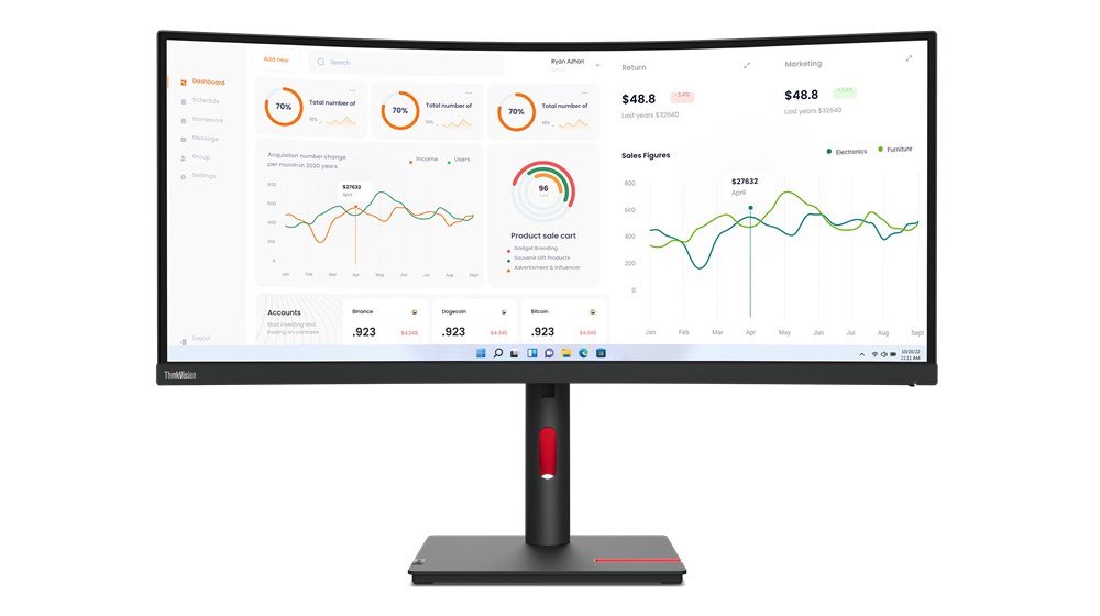 Lenovo ThinkVision T34w-30 LED display 86,4 cm (34") 3440 x 1440 pikseliai Wide Quad HD Juoda