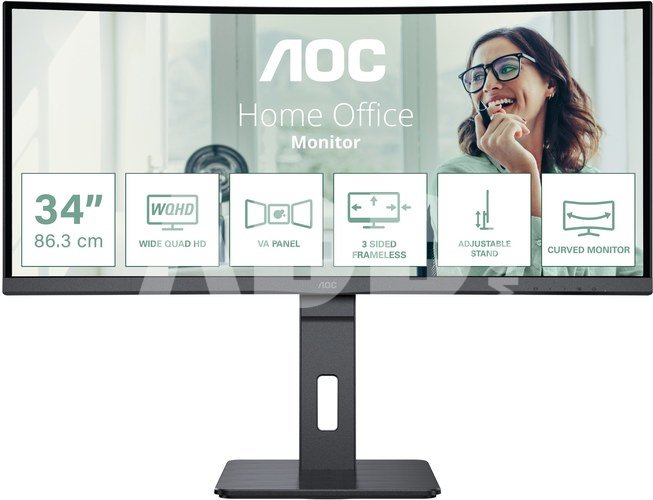 CU34P3CV | 34 " | VA | 21:9 | 100 Hz | 4 ms | 3440 x 1440 pixels | HDMI ports quantity 1